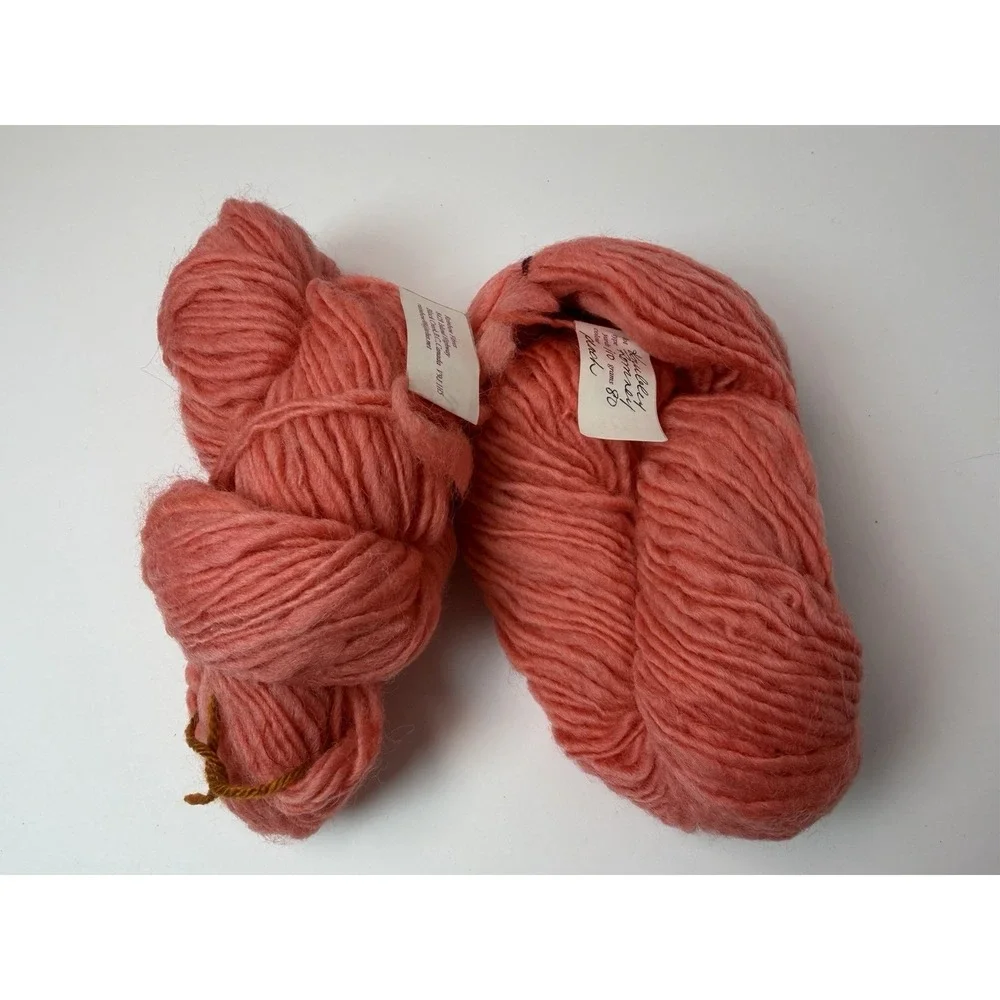 100% Romney Wool Yarn Lot Of 2 Hanks Peach Brown 110yds 80g Each Pink Handspun